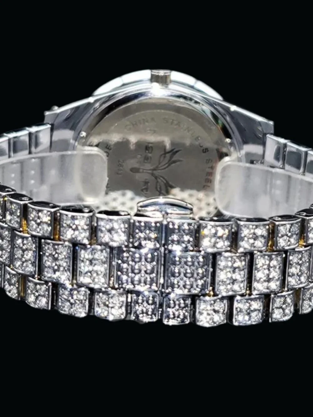 Silver Color Bling Tennis Body Roman Numerals Iced Out Diamond Watch, Hip Hop